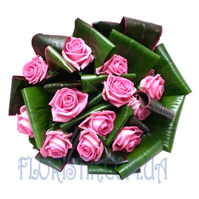 букет из 15 розовых роз. Купить букет из 15 розовых роз в интернет-магазине Флористик