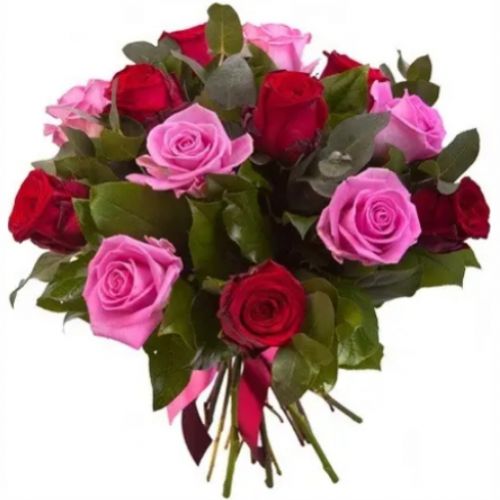 Букет рожевих і червоних троянд ― Floristik — доставка квітів по всій Україні