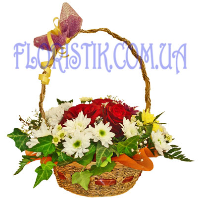 Корзина цветов Праздничная. Купить Корзина цветов Праздничная в интернет-магазине Флористик