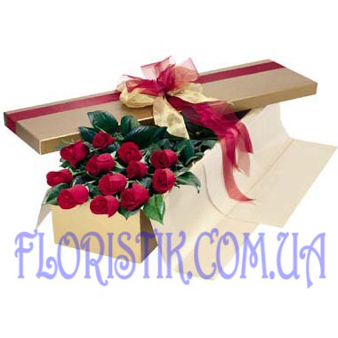 13 червоних троянд. Купити 13 червоних троянд у інтернет-магазині Флористик