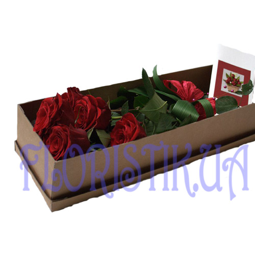 Коробка святкова 5 троянд ― Floristik — доставка квітів по всій Україні