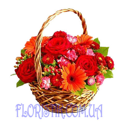 Лукошко цветов. Купить Лукошко цветов в интернет-магазине Флористик