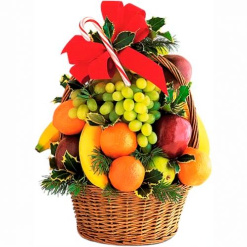 Новогодняя корзина фруктов. Купить Новогодняя корзина фруктов в интернет-магазине Флористик