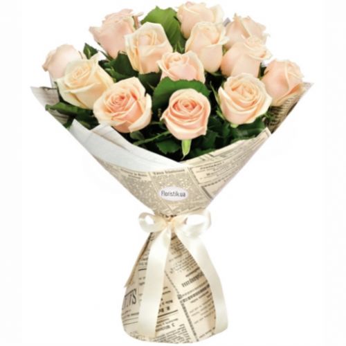 19 кремовых роз. Купить 19 кремовых роз в интернет-магазине Флористик