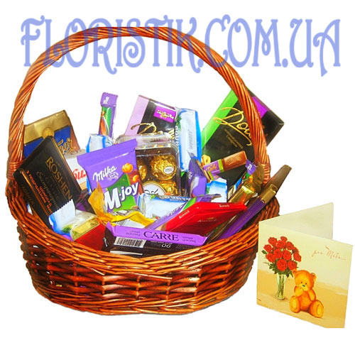 Подарочная корзина Шоколадный бум. Купить Подарочная корзина Шоколадный бум в интернет-магазине Флористик