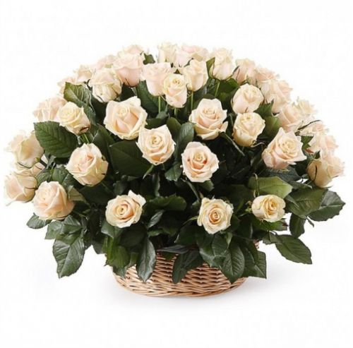 Корзина из кремовых роз ― Floristik — flower delivery all over Ukraine