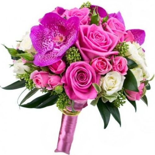 Букет рожевих троянд та орхідей ― Floristik — flower delivery all over Ukraine