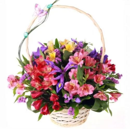 Корзина пестрые цвета ― Floristik — доставка цветов по всей Украине