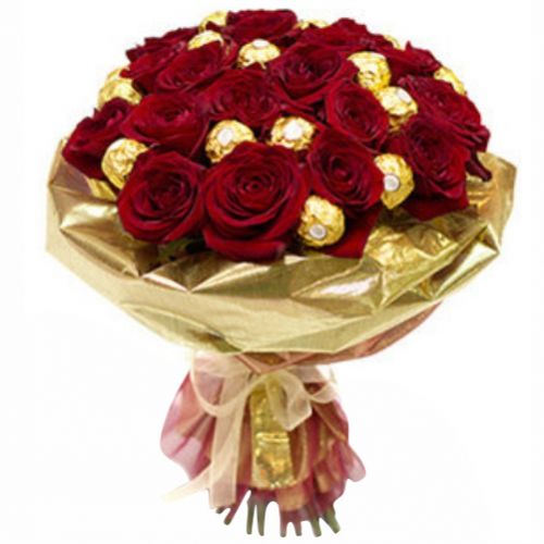 Букет троянд у золоті ― Floristik — доставка квітів по всій Україні