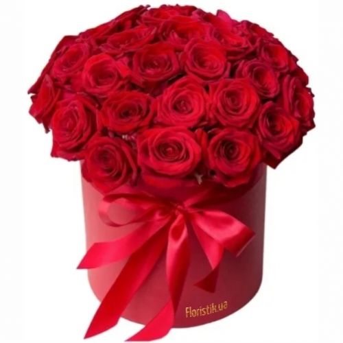 Циліндр червоних троянд ― Floristik — доставка квітів по всій Україні
