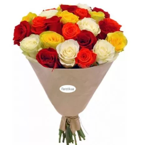 Микс из 25 разноцветных роз ― Floristik — доставка цветов по всей Украине