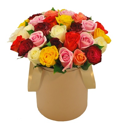 Коробка разноцветных роз ― Floristik — доставка цветов по всей Украине