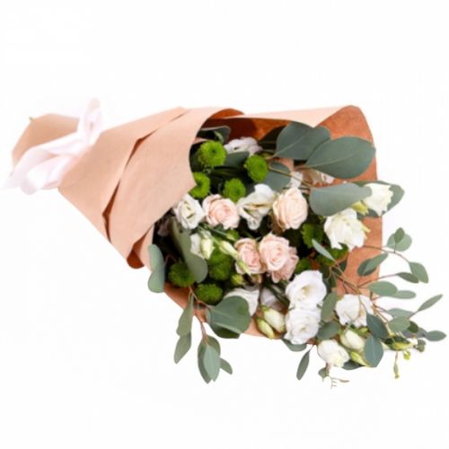  Букет кустовых роз с эустомой ― Floristik — доставка цветов по всей Украине