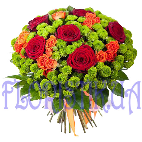 Букет роз и хризантем ― Floristik — flower delivery all over Ukraine