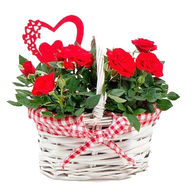 Лукошко кустовых роз ― Floristik — доставка цветов по всей Украине