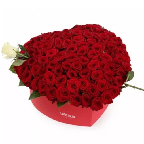 Коробка серце з 101 троянди ― Floristik — доставка квітів по всій Україні