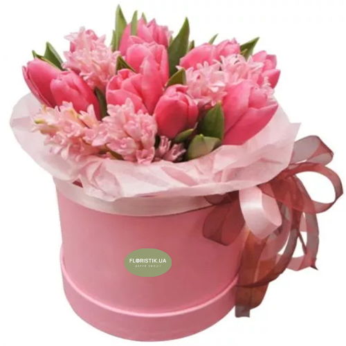 Коробка гіацинтів і тюльпанів  ― Floristik — доставка квітів по всій Україні