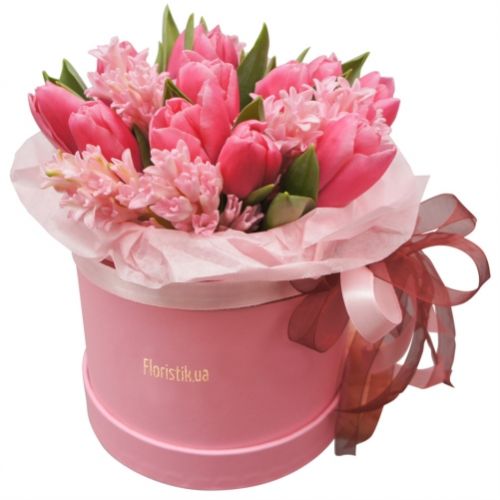 Коробка гіацинтів і тюльпанів  ― Floristik — flower delivery all over Ukraine