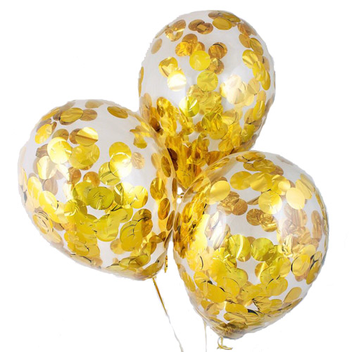 Набір 3 куль з золотим конфетті ― Floristik — доставка квітів по всій Україні