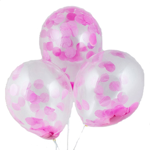 Набор 3 шаров с  розовым конфетти  ― Floristik — доставка цветов по всей Украине