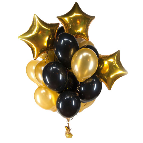Набір гелієвих кульок (чорні і золоті) ― Floristik — доставка квітів по всій Україні