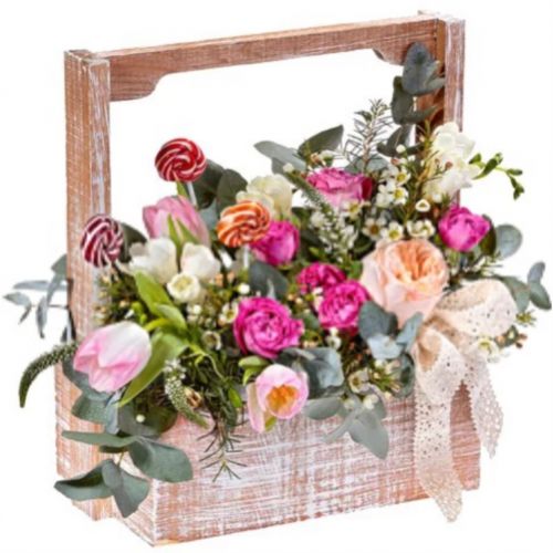 Ящик квіткові карамелі ― Floristik — flower delivery all over Ukraine