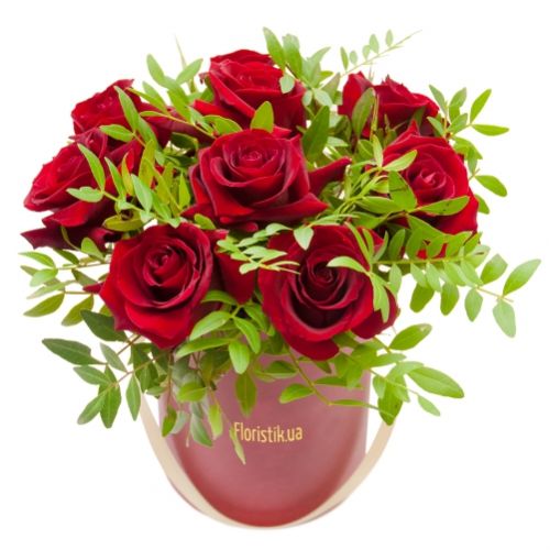 Коробка 9 красных роз ― Floristik — доставка цветов по всей Украине
