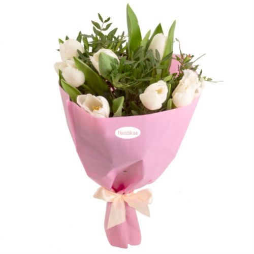 Букет 7 білих тюльпанів  ― Floristik — flower delivery all over Ukraine