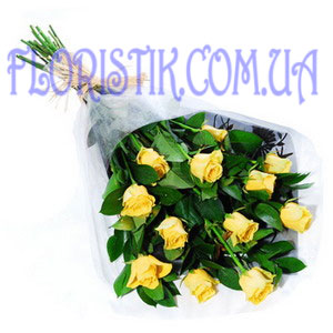 13 жовтих троянд. Купити 13 жовтих троянд у інтернет-магазині Флористик